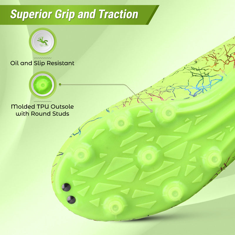 Vizari Zodiac JR green kids soccer cleat, inner side view