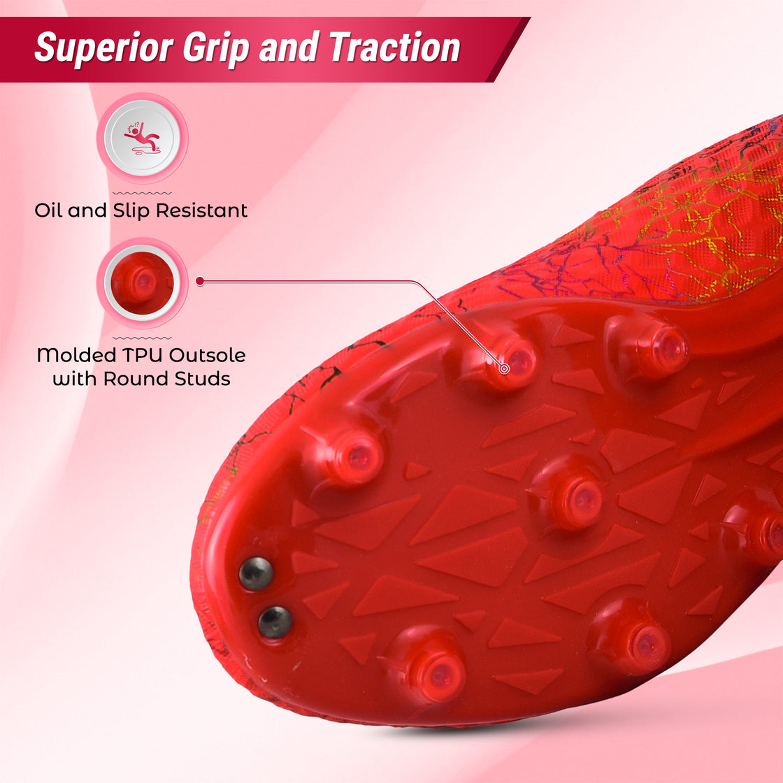 Zodiac JR. Firm Ground Soccer Shoes -Red - Vizari Sports