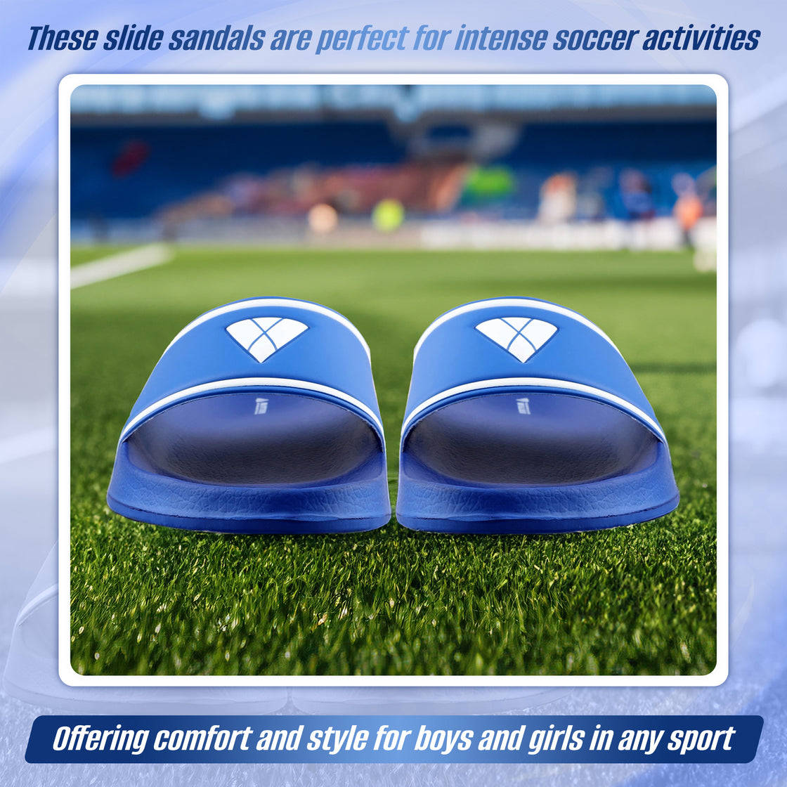 Youth Soccer Slide Sandals-Blue - Vizari Sports
