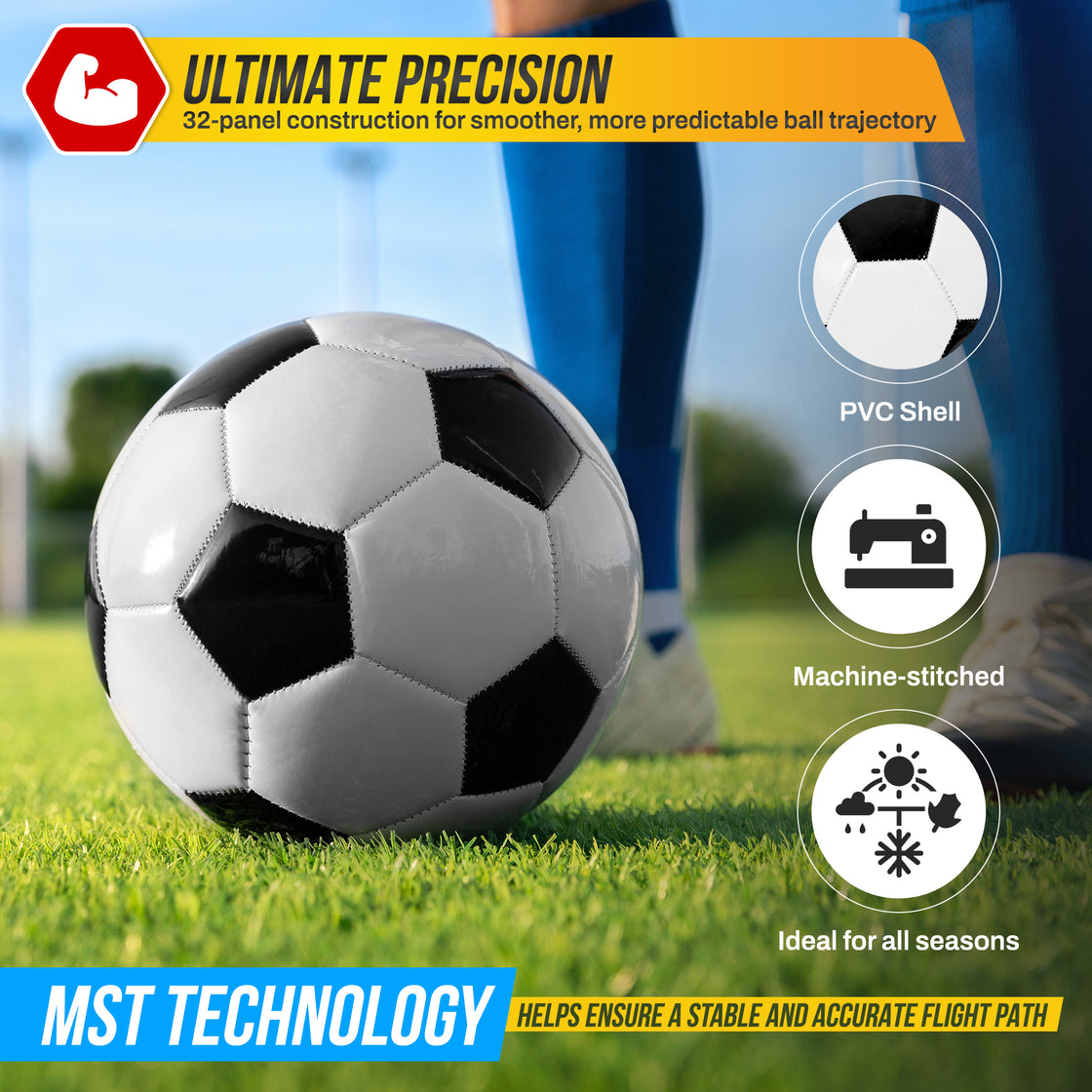 Classico Soccer Ball-White/Black/Silver - Vizari Sports