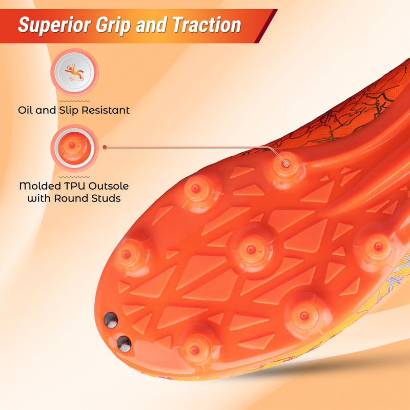 Vizari Zodiac JR orange kids soccer cleat, inner side view
