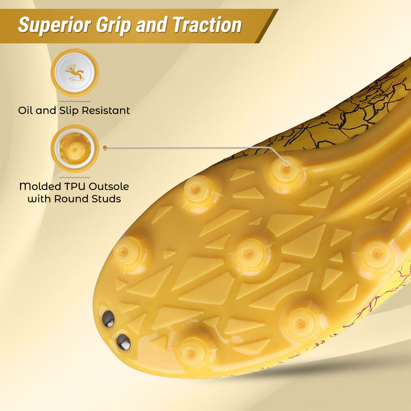 Vizari Zodiac JR yellow youth soccer cleat, top view