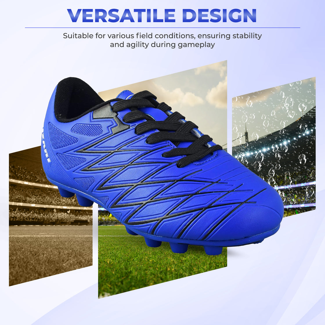 Boca Firm Ground Soccer Cleats - Blue/Black - Vizari Sports