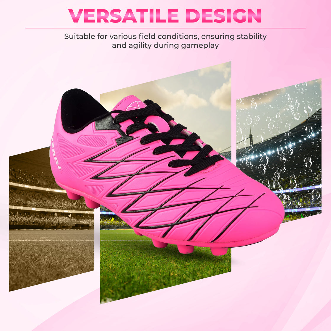 Boca Firm Ground Soccer Shoes - Pink/Black - Vizari Sports