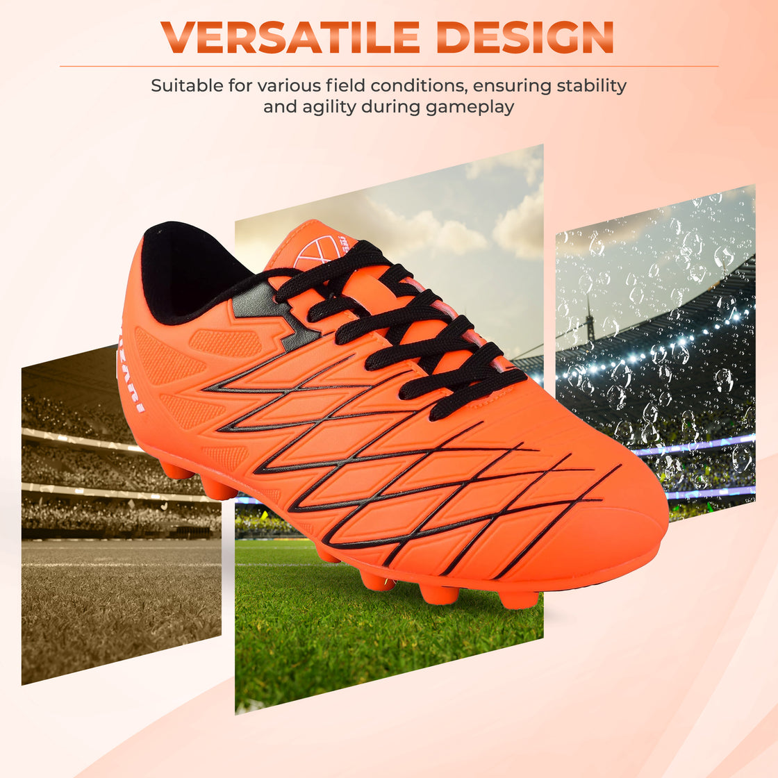 Boca Firm Ground Soccer Cleats - Orange/Black - Vizari Sports