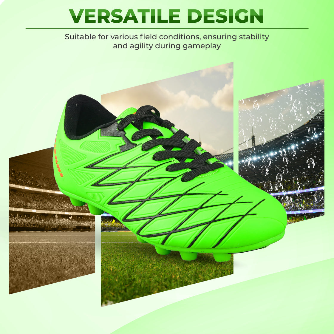 Boca Firm Ground Soccer Cleats - Green/Black - Vizari Sports