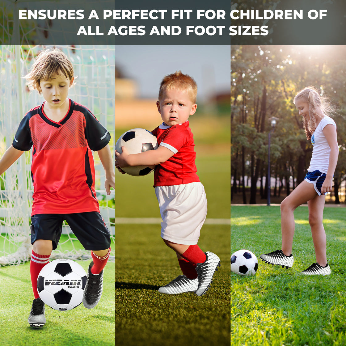 Bolt Firm Ground Soccer Shoes -Black/White/Silver - Vizari Sports