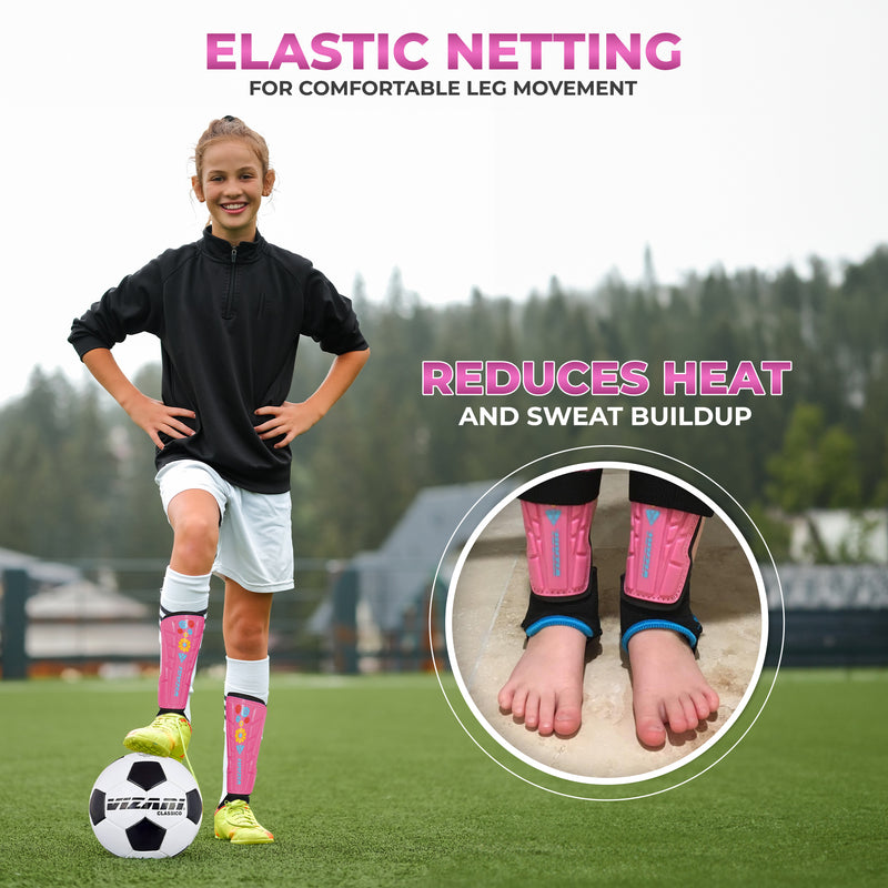 Blossom Soccer Shin Guard-Pink/Blue - Vizari Sports