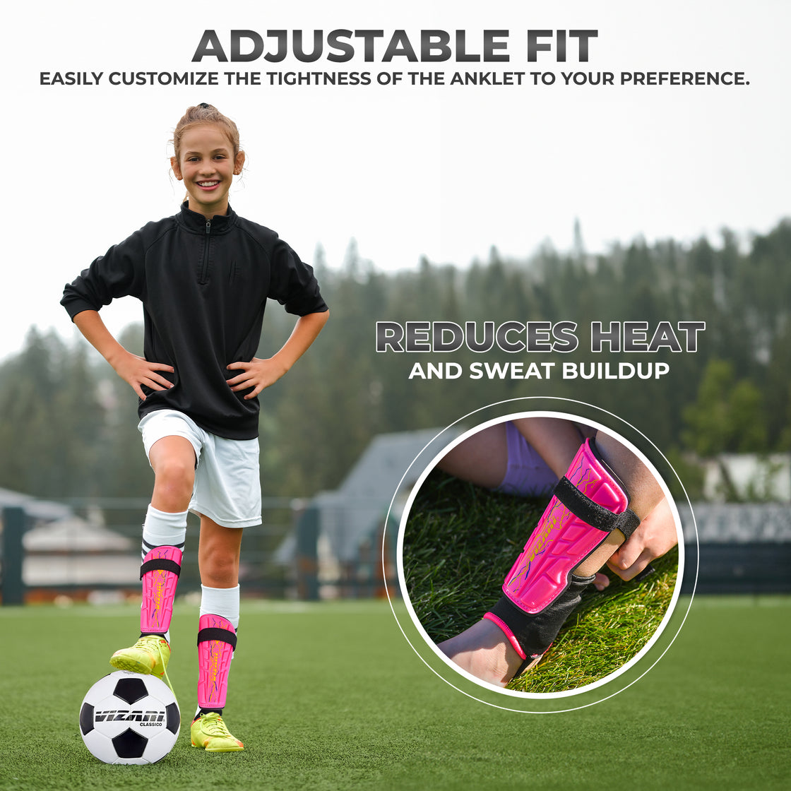 Zodiac Soccer Shin Guard with Detachable Ankle Protection-Pink - Vizari Sports