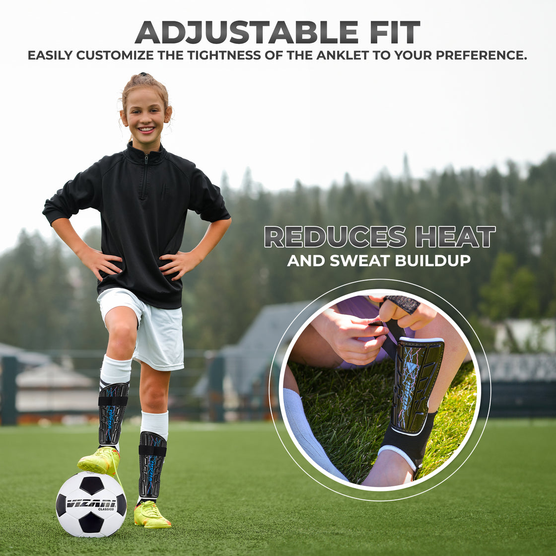 Zodiac Soccer Shin Guard with Detachable Ankle Protection-Black - Vizari Sports