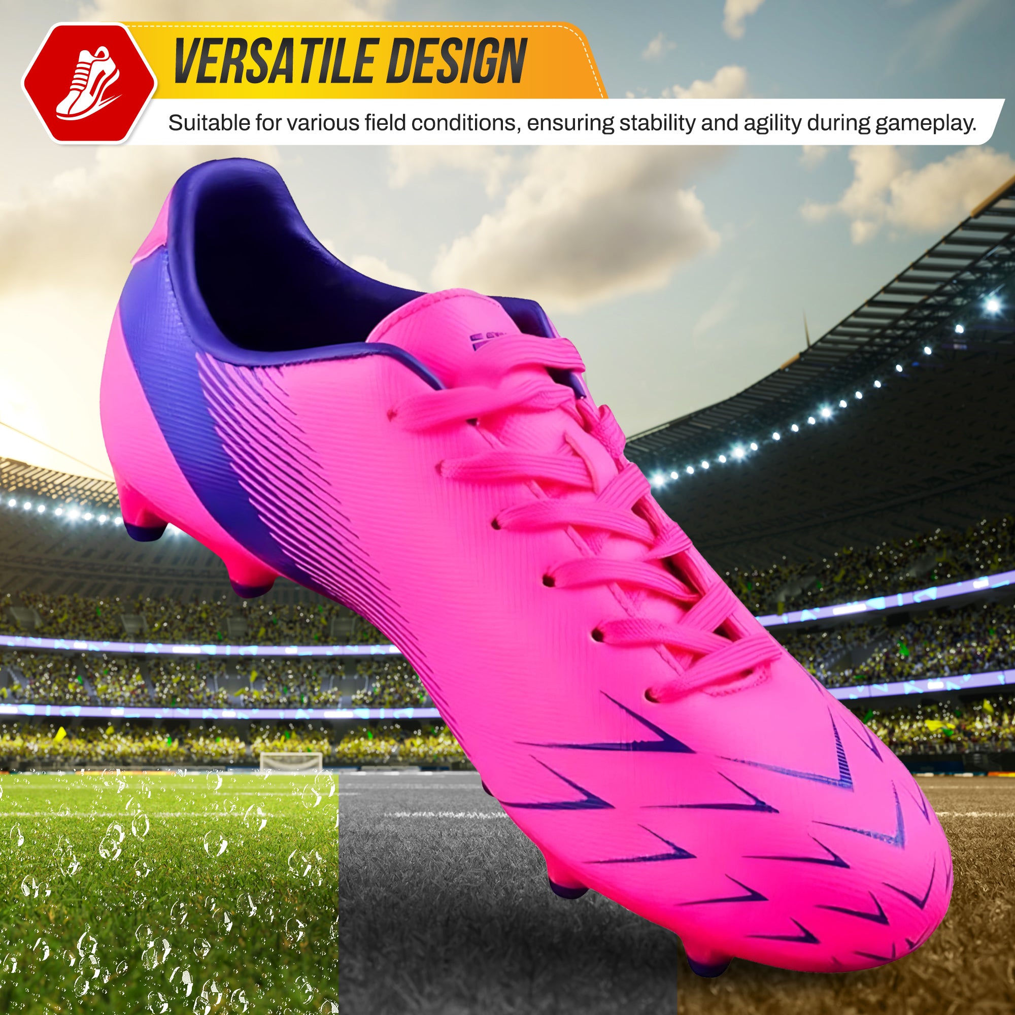 Ranger Firm Ground Soccer Shoes - Pink/Purple