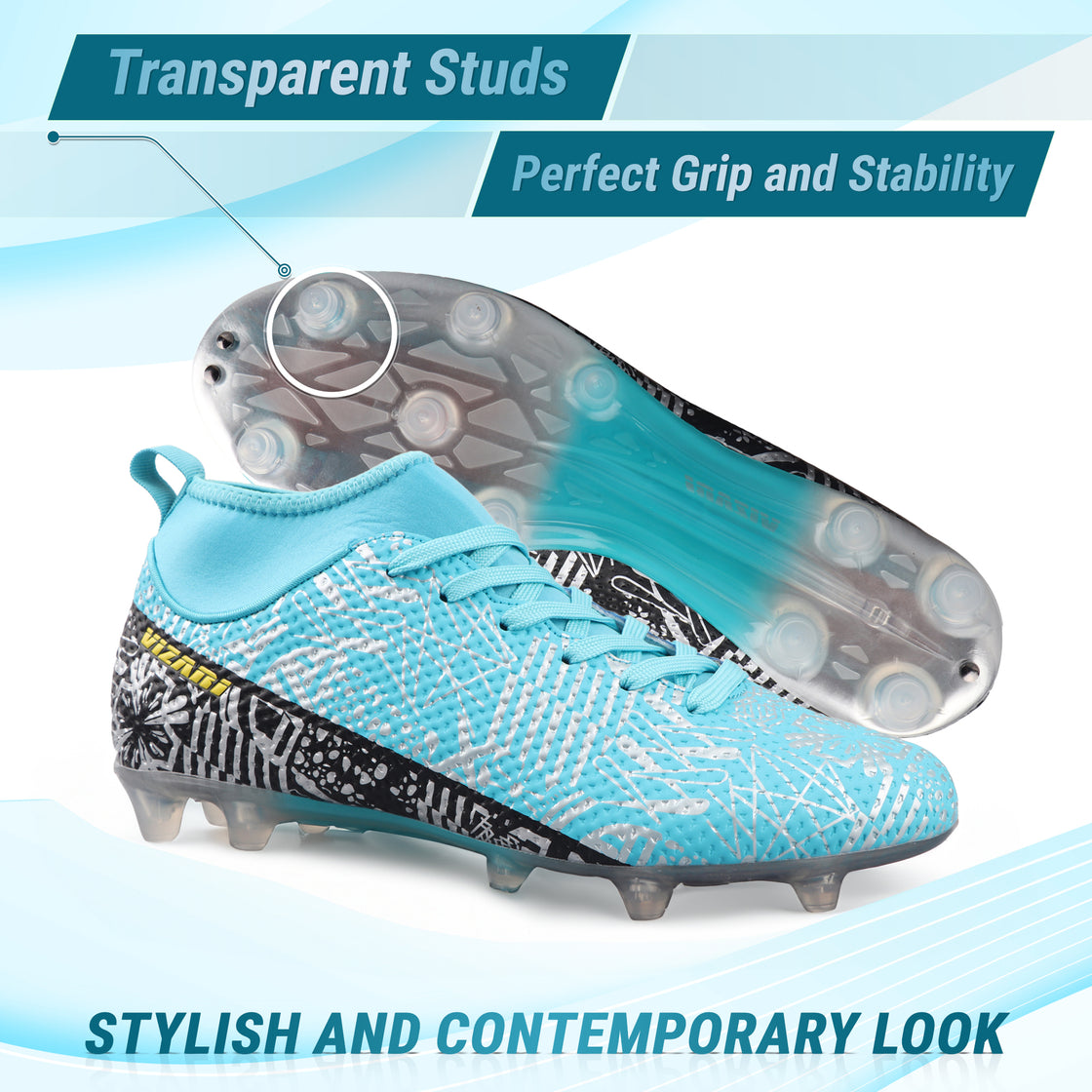 Saco Mid-Cut Adult Firm Ground Soccer Cleats - Mint/Black - Vizari Sports