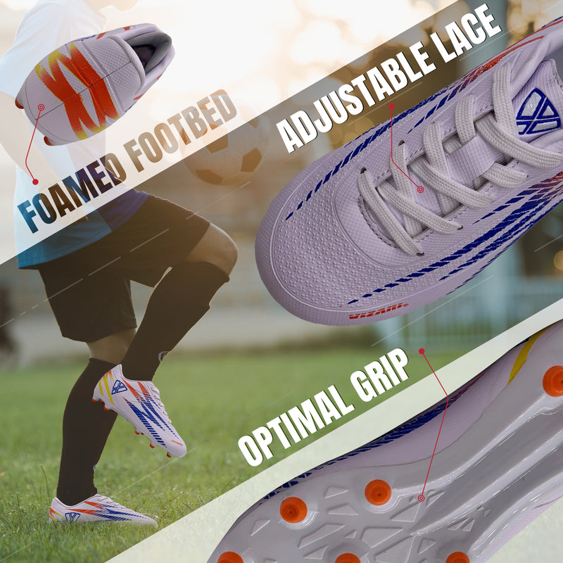 Bodega Junior Firm Ground Soccer Cleats - White - Vizari Sports