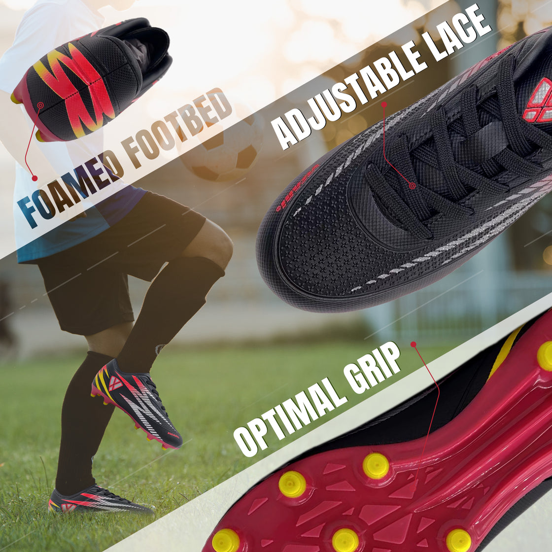 Bodega Junior Firm Ground Soccer Cleats - Black - Vizari Sports