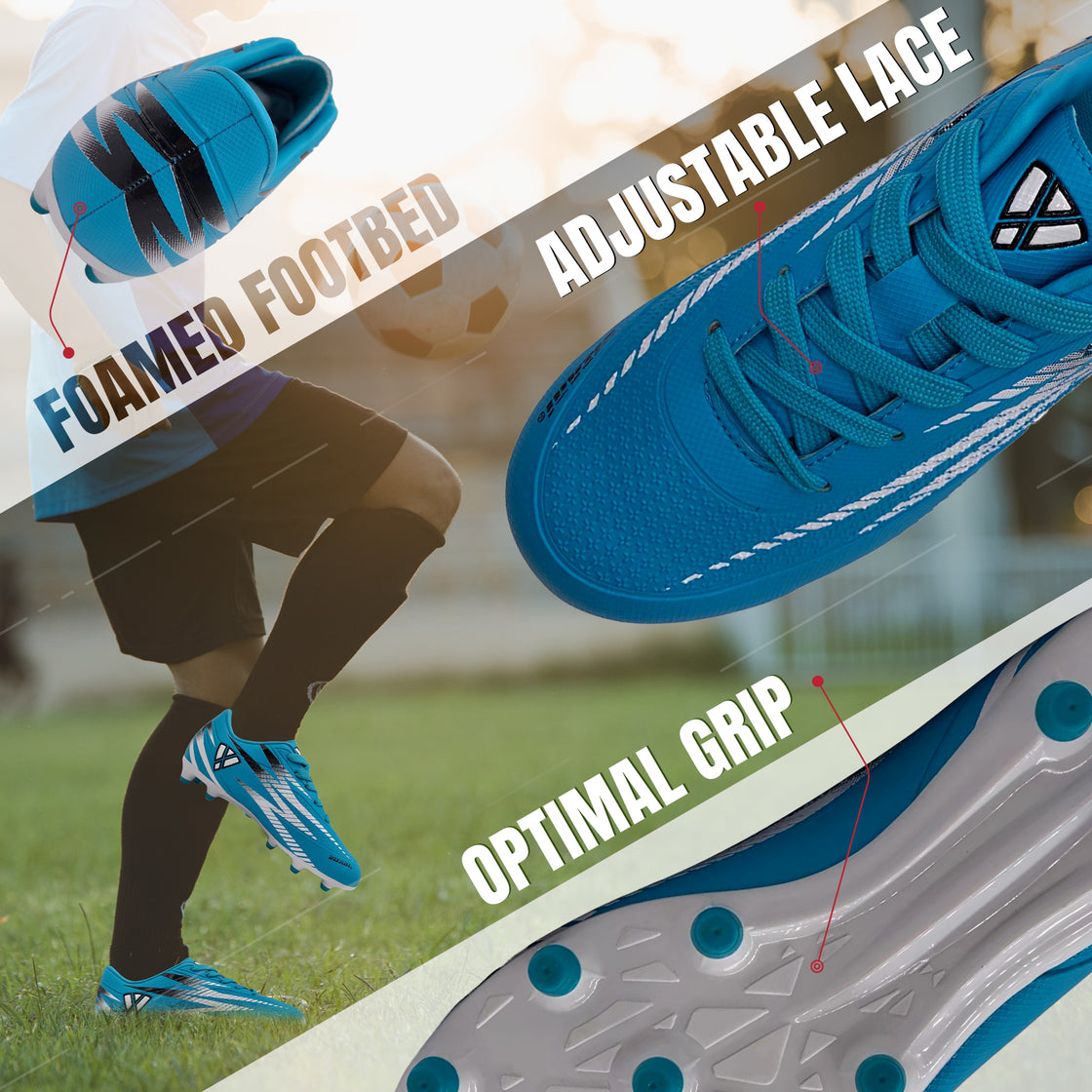 Bodega Junior Firm Ground Soccer Cleats - Sky/White - Vizari Sports