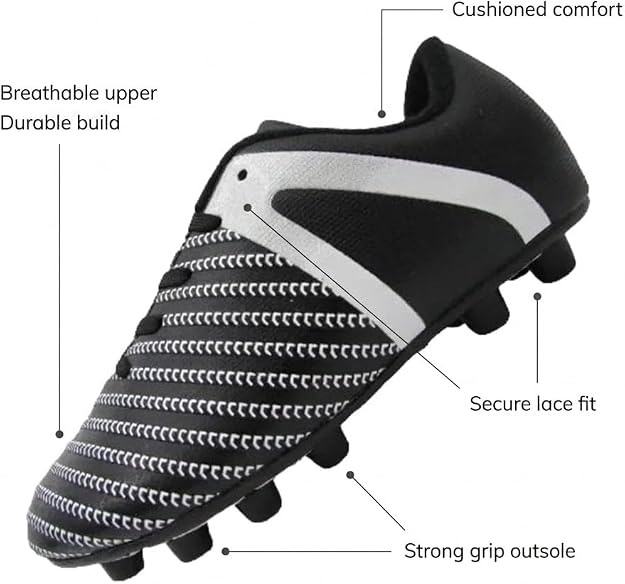 Vizari Impact Firm Ground Soccer Shoes – Black/White