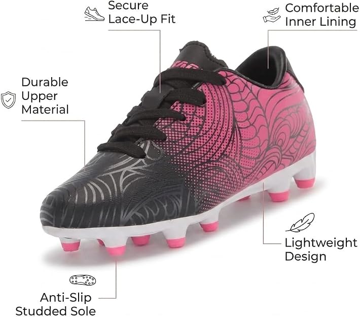 Vizari Cali Youth Firm Ground Soccer Shoes Black/Pink