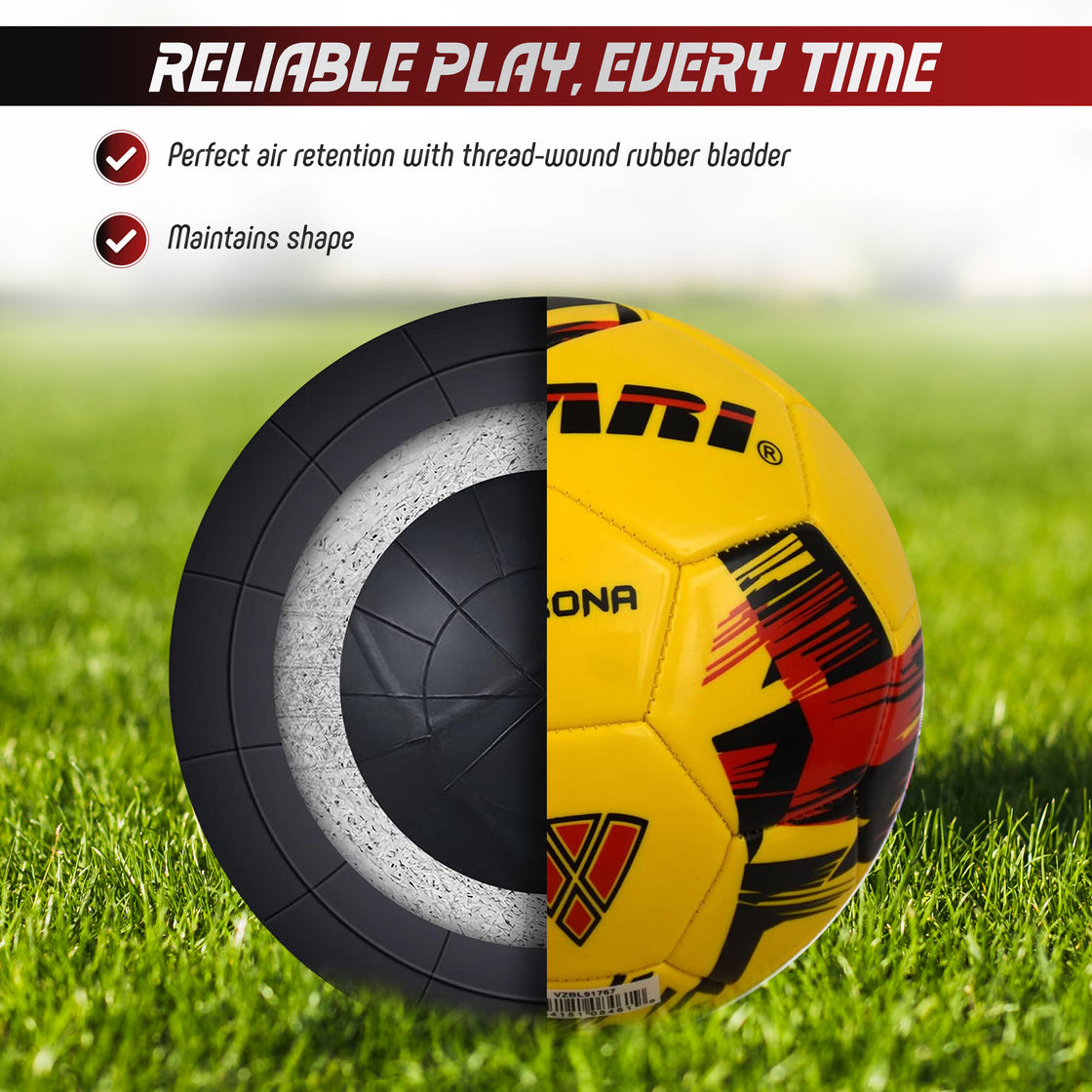 Verona Soccer Ball-Yellow/Black/Red - Vizari Sports