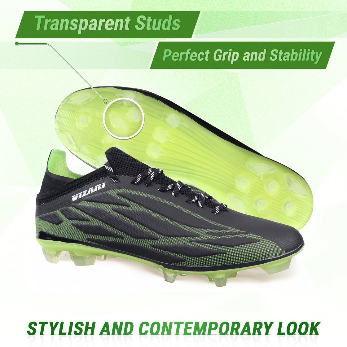 Provo Adult Firm Ground Soccer Cleats - Black/Lime - Vizari Sports