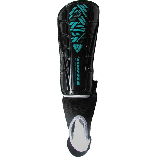 Malaga Soccer Shin Guard with Adjustable Straps-Black/Teal - Vizari Sports