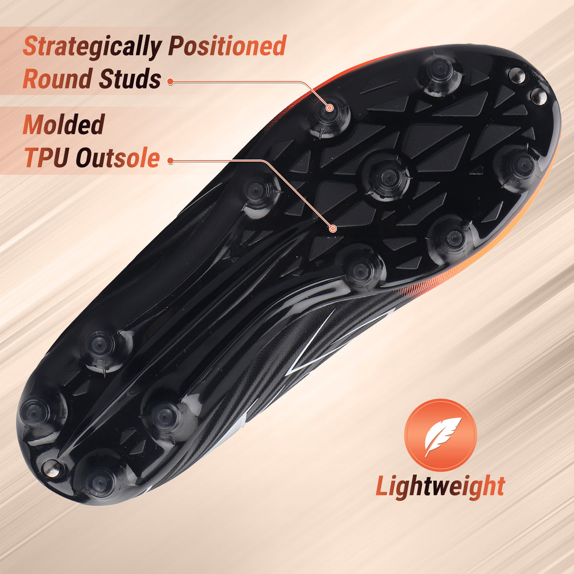 Lucia Junior Firm Ground Soccer Cleats - Black/Orange - Vizari Sports