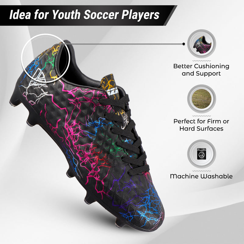 Vizari Zodiac JR black youth soccer cleat outsole with molded TPU round studs (non-metal)