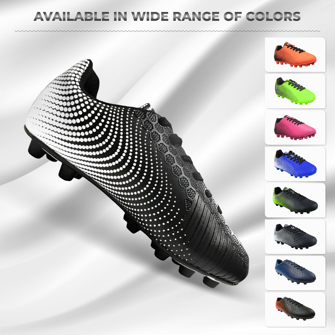 Youth Stealth Firm Ground Soccer Shoes -Black/White - Vizari Sports