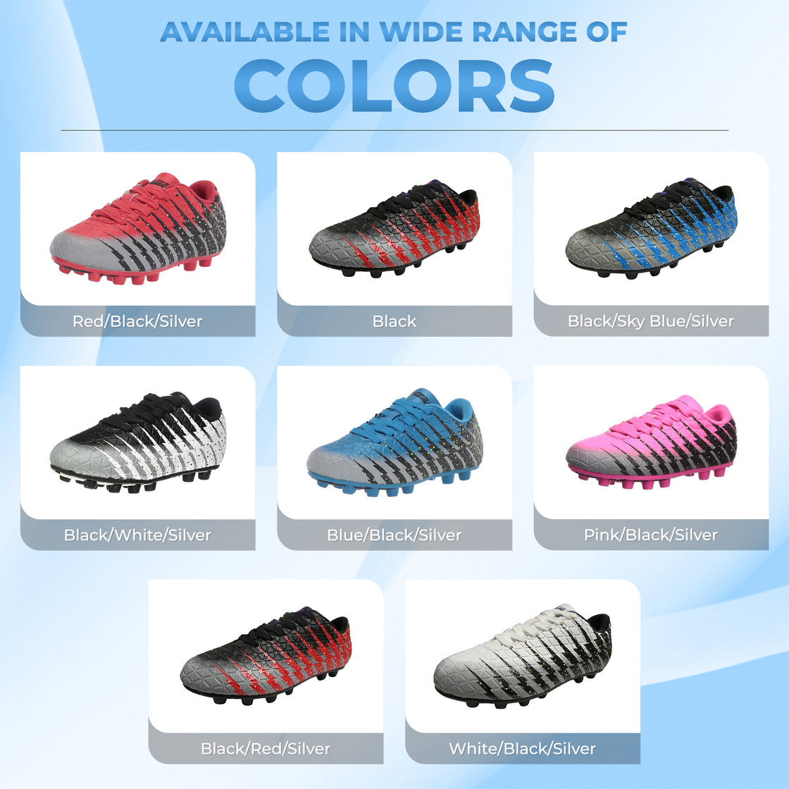 Bolt Firm Ground Soccer Shoes -Black/Sky/Silver - Vizari Sports