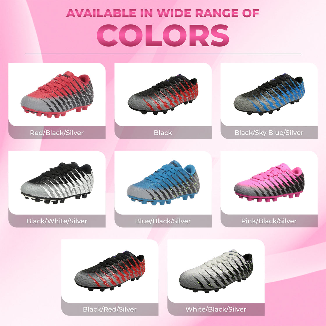 Bolt Firm Ground Soccer Shoes -Pink/Black/Silver - Vizari Sports
