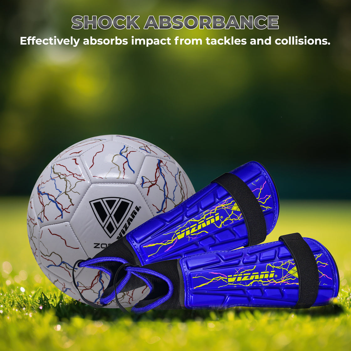 Zodiac Soccer Shin Guard with Detachable Ankle Protection-Blue - Vizari Sports