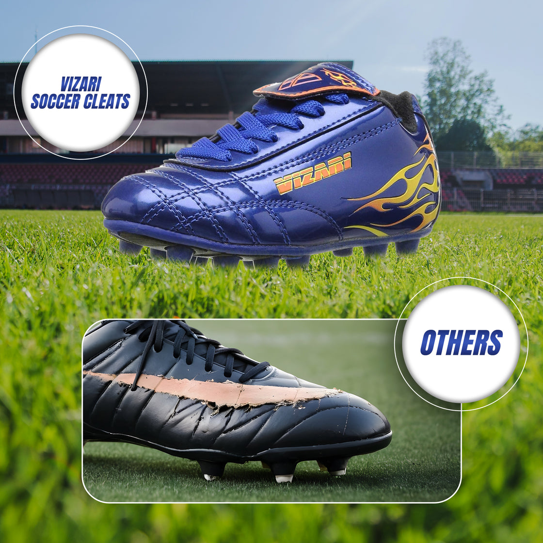 Blaze Firm Ground Soccer Cleats - Blue/Orange - Vizari Sports