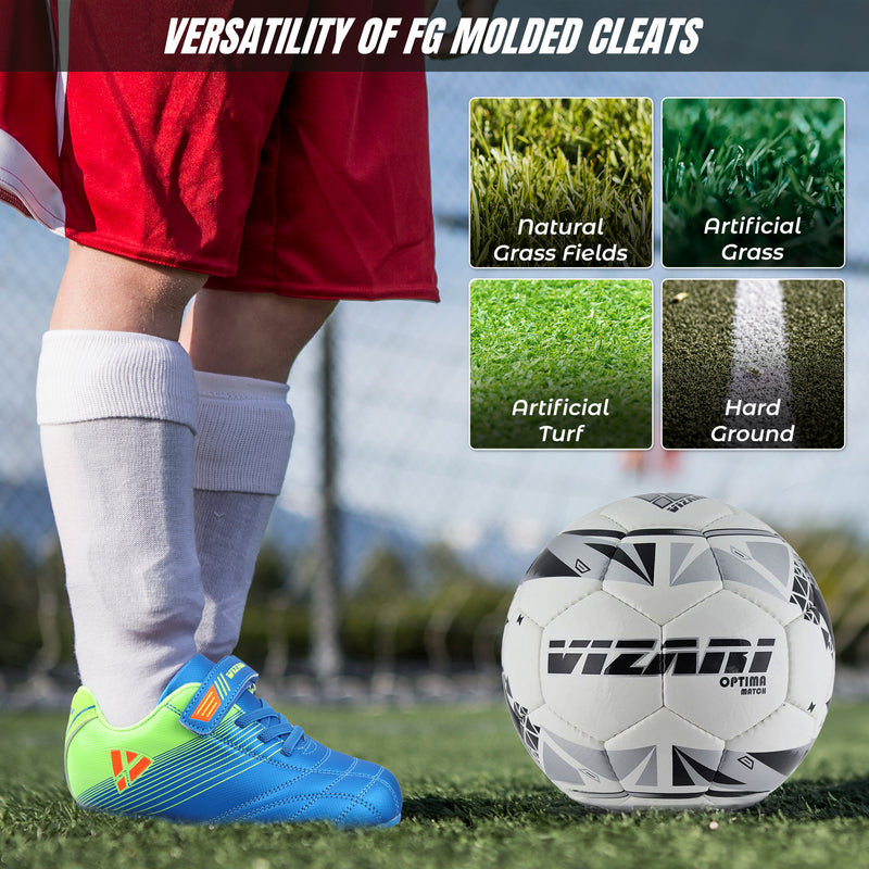 Loma Velcro Firm Ground Soccer Cleats - Blue/Green - Vizari Sports