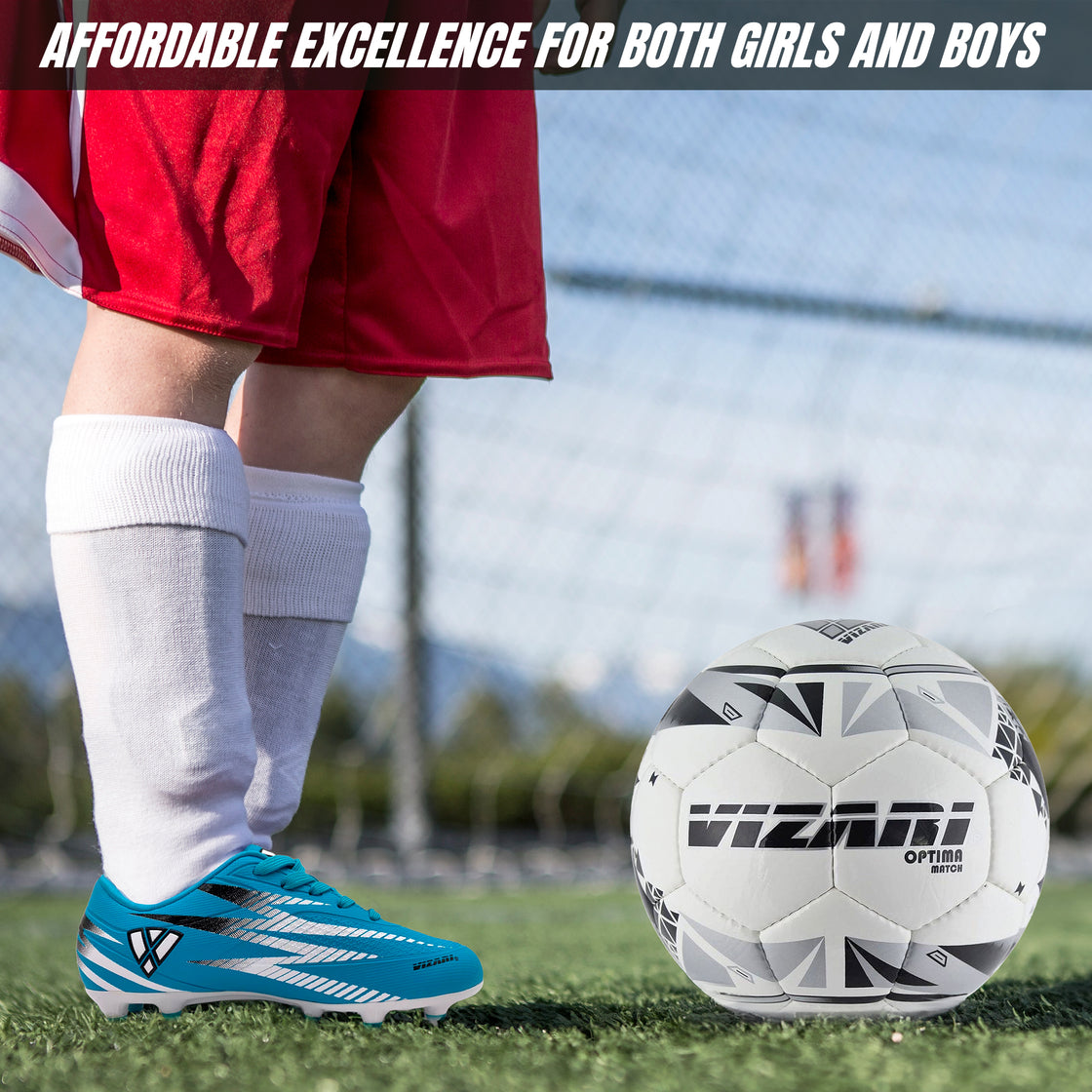 Bodega Junior Firm Ground Soccer Cleats - Sky/White - Vizari Sports