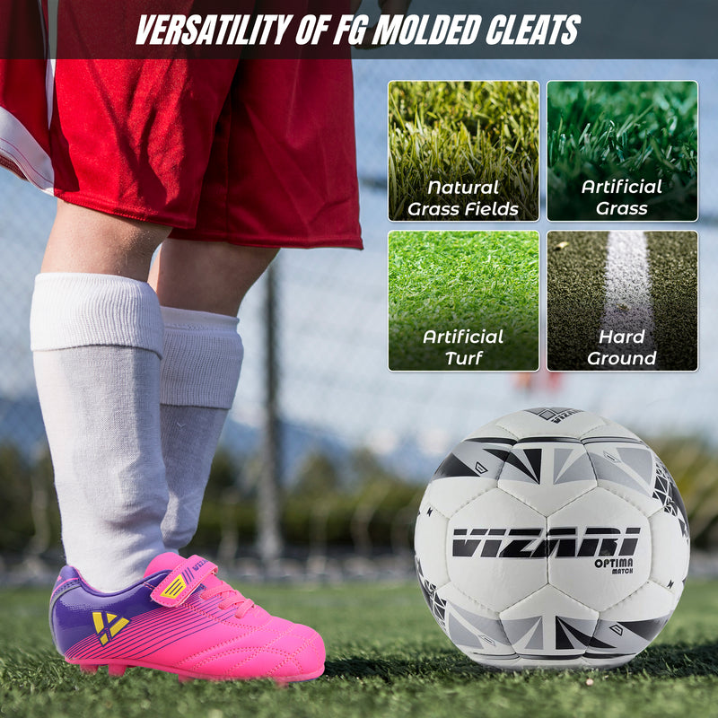 Loma Velcro Firm Ground Soccer Cleats - PInk/Purple - Vizari Sports