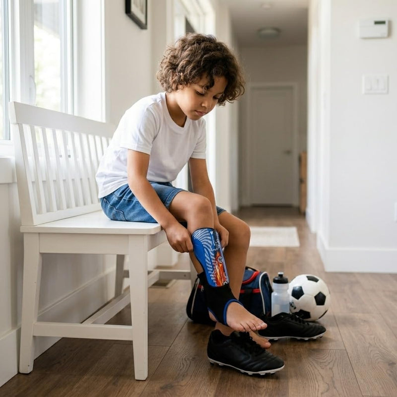 Vizari Racer Soccer Shin Guard with Ankle Protection – Blue/Red