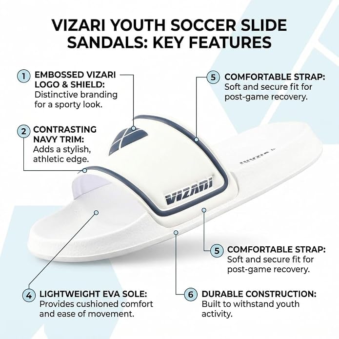 Vizari Adult Soccer Slide Sandals White