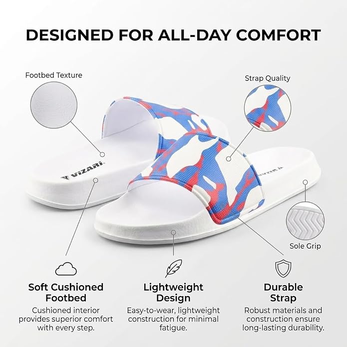 Vizari Adult Camo Soccer Slide Sandals - White