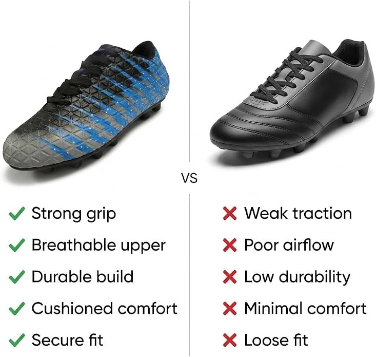 Vizari Bolt Youth Firm Ground Soccer Cleats - Black/Sky/Silver