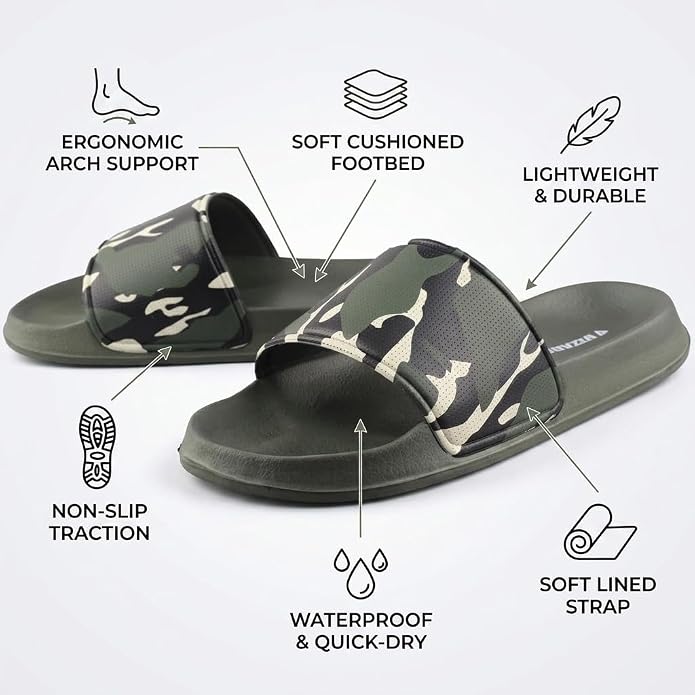 Vizari Adult Camo Soccer Slide Sandals – Green Khaki