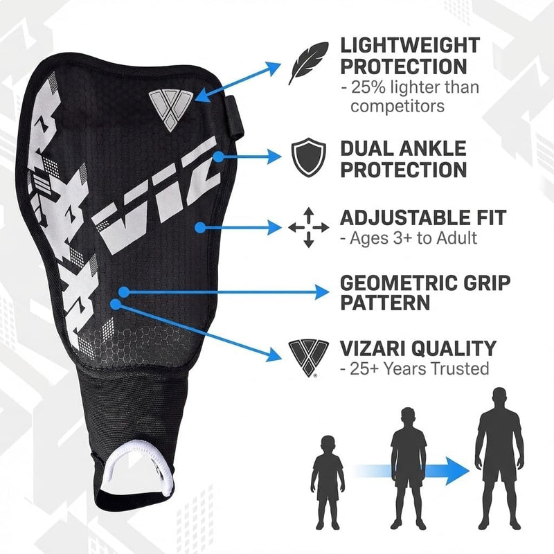 Vizari Napoli Soccer Shin Guards – Black/Silver