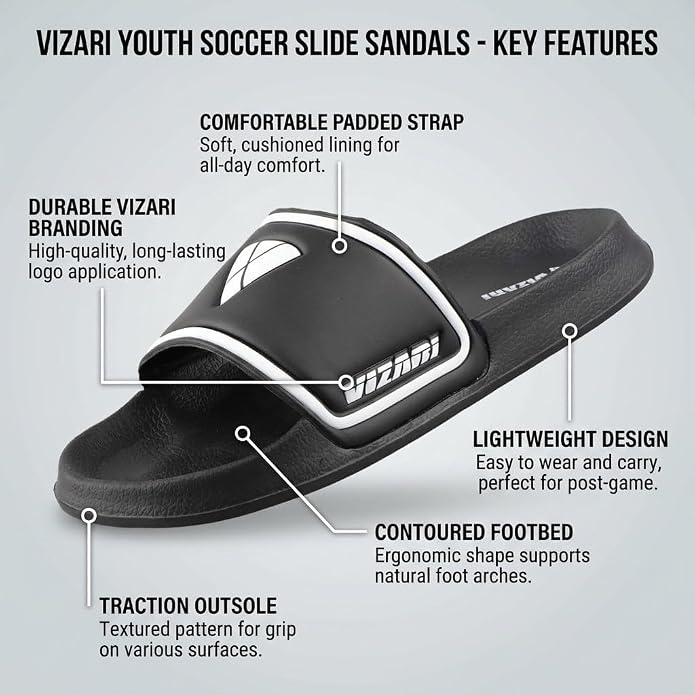 Vizari Youth Soccer Slide Sandals – Black