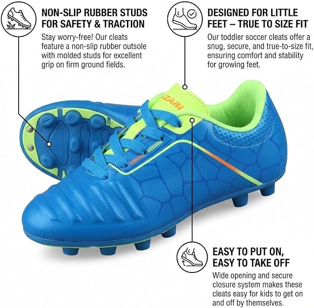 Vizari Catalina Junior. Firm Ground Soccer Shoes – Blue/Lime/Orange