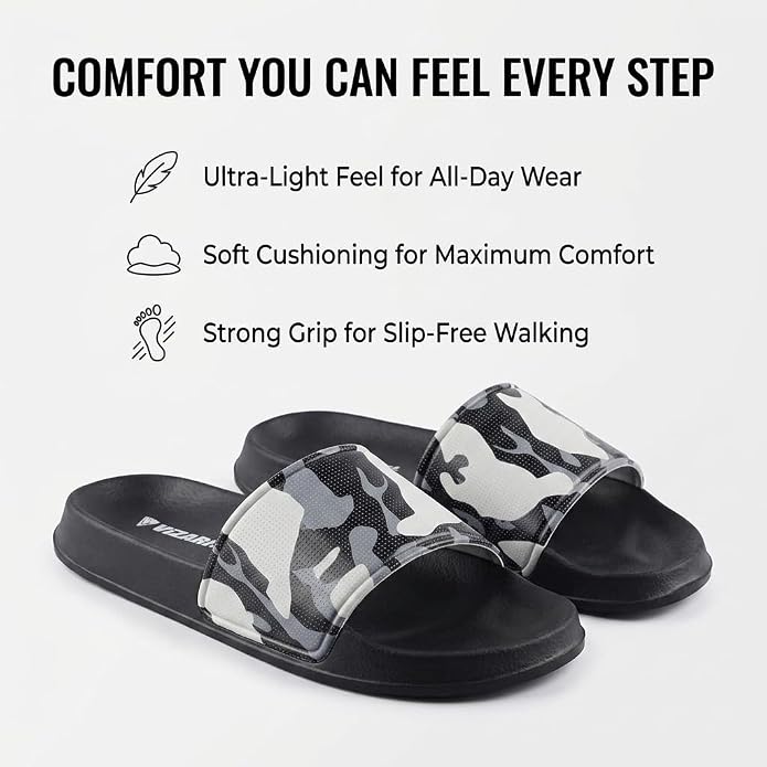 Vizari Adult Camo Soccer Slide Sandals - Black