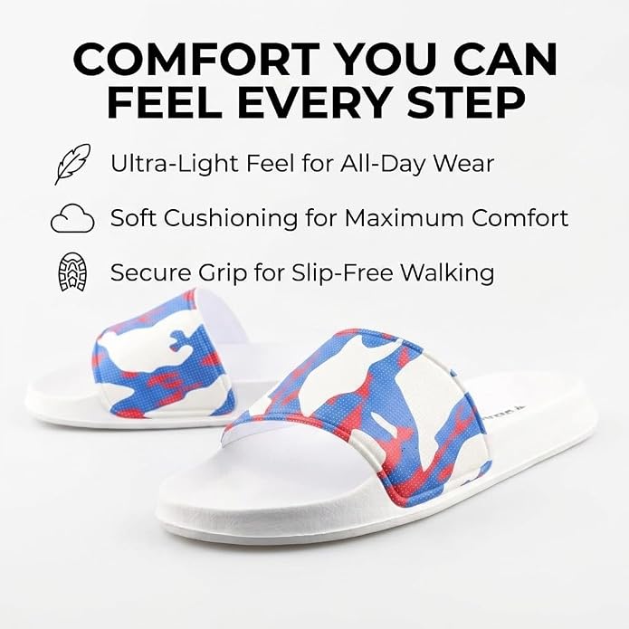 Vizari Adult Camo Soccer Slide Sandals - White