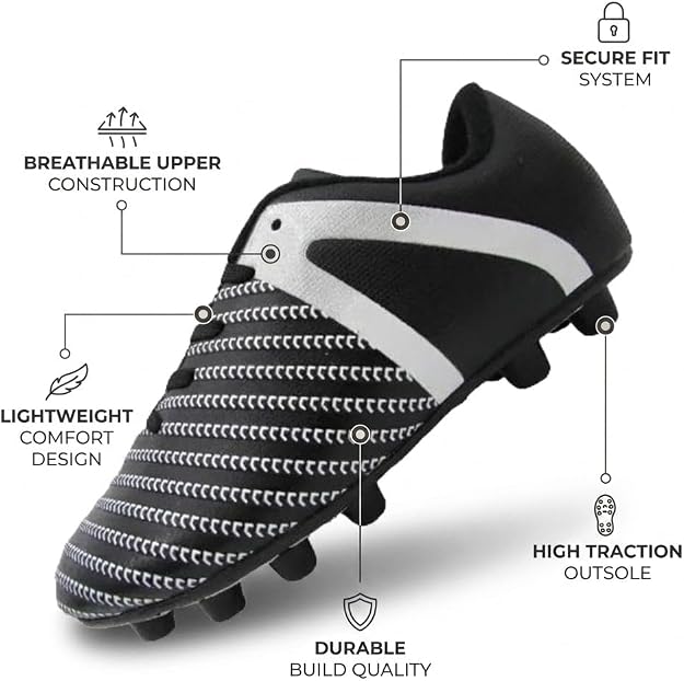 Vizari Impact Firm Ground Soccer Shoes – Black/White