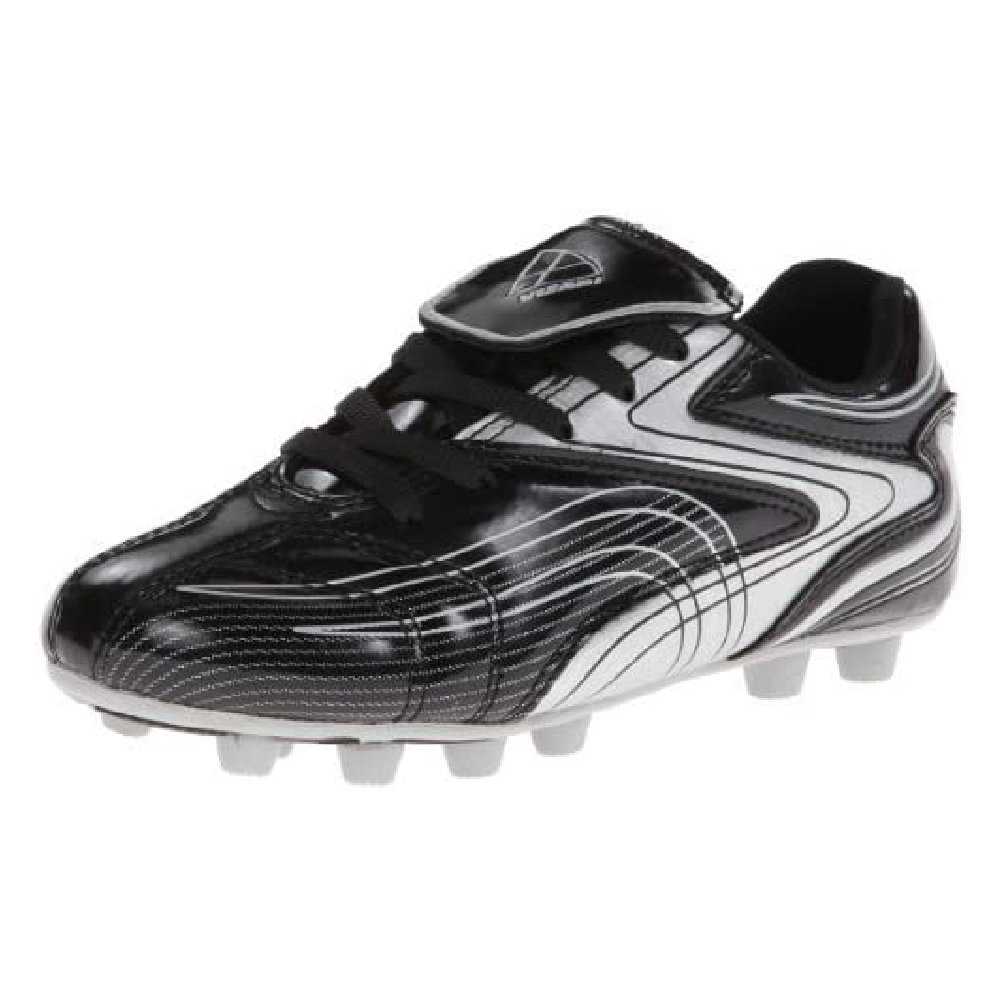 Youth Striker Firm Ground Soccer Shoes -Black/Silver - Vizari Sports