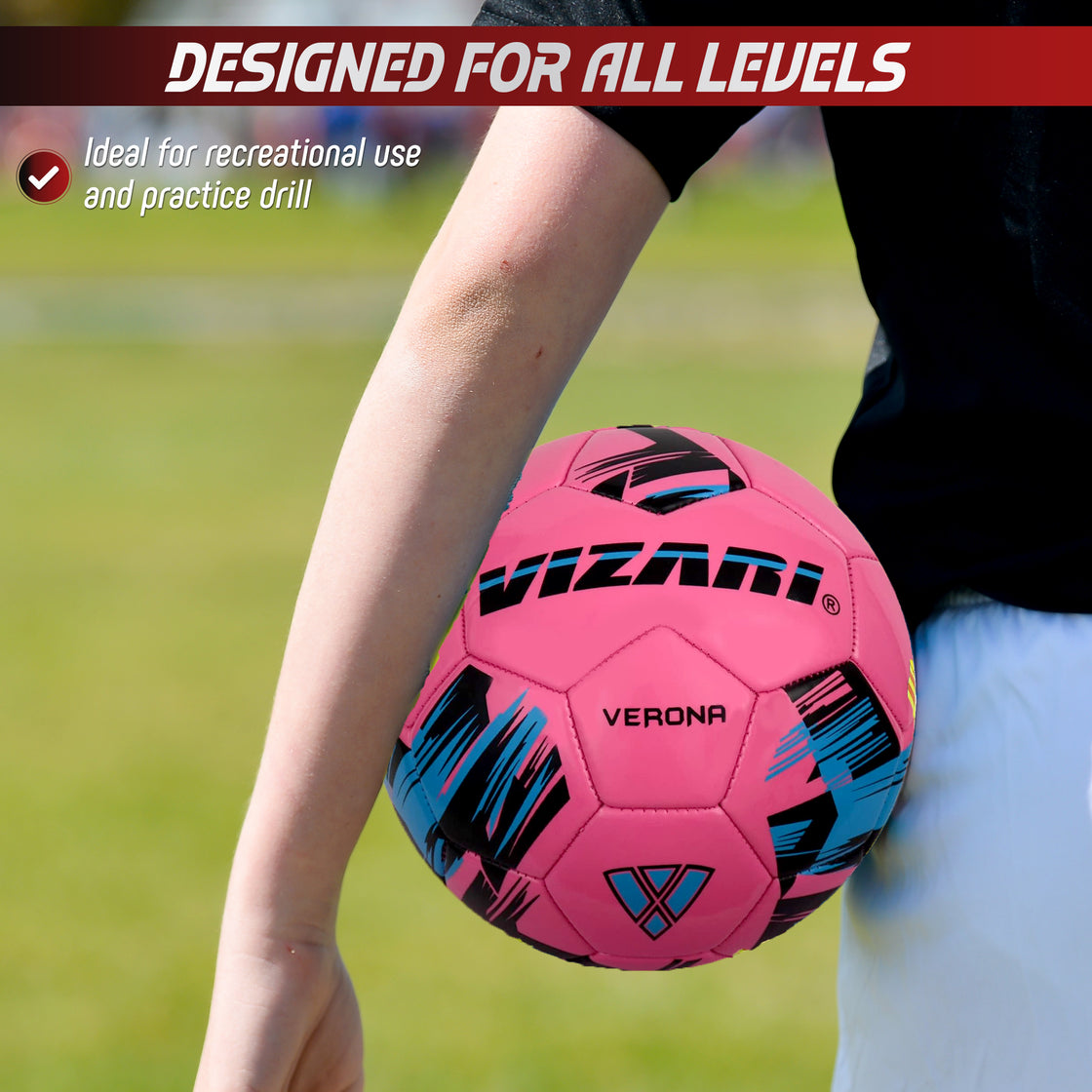 Verona Soccer Ball-Pink/Black/Sky - Vizari Sports