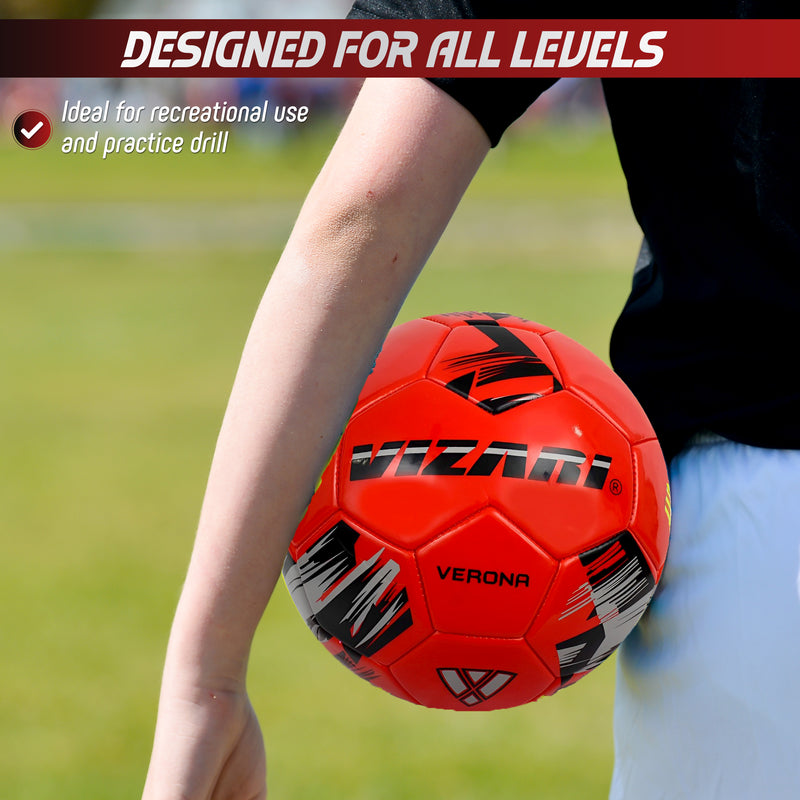 Verona Soccer Ball-Red/Black/Silver - Vizari Sports