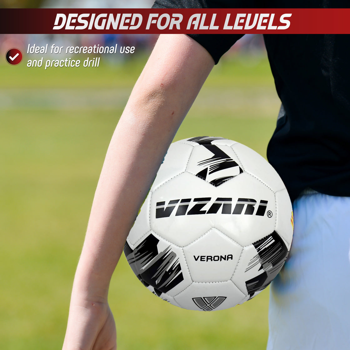 Verona Soccer Ball-White/Silver/Black - Vizari Sports