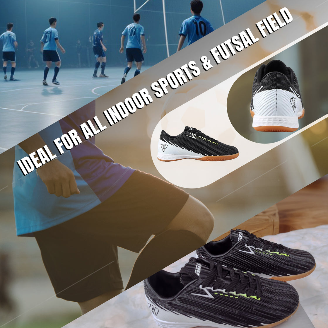 Tesoro Indoor Soccer Shoes -Black/White - Vizari Sports